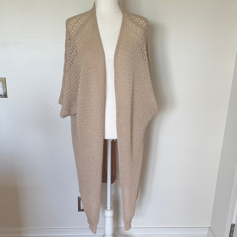 Heyson Tan Open-Front Boho Cardigan Sweater 2XL